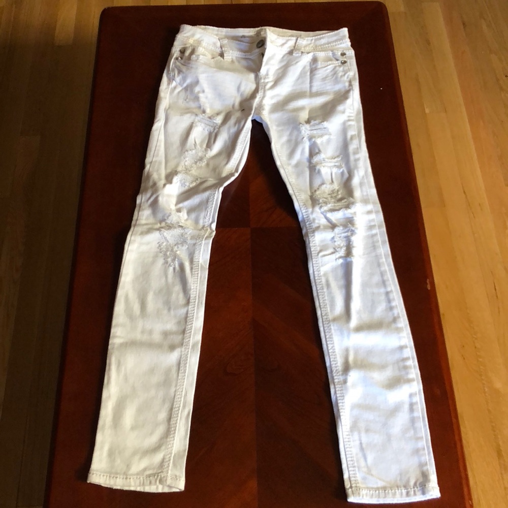 White ripped jeans